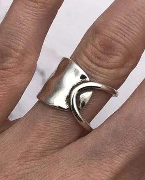 Eyecatcher Retro Zeitlos Offener Verstellbarer Ring .13 Mm Sterling Silber 925 Statement-Ring, Freestyle Ring, Unique Vintage Eyecatcher Retro Zeitlos Offener Verstellbarer Ring .13 Mm Sterling Silber 925 Statement-Ring, Freestyle Ring, Unique Vintage von mymellyshop