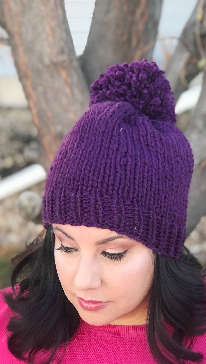 Violette Mütze, Violette Strickmütze, Roygbiv Wintermütze, Gestrickte Bunte Helle Kostenloser Versand von mymercymade