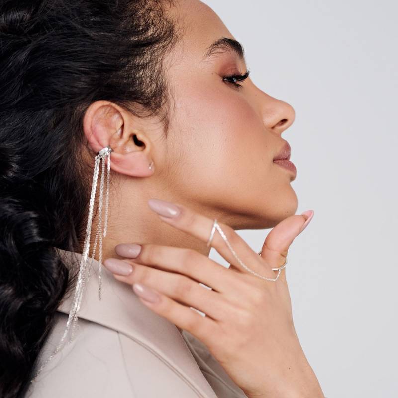 Wickelohrringe, Einzigartige Silber Ohrmanschette, Ohrmanschette Kein Piercing, Kette, Lange Ohr Wickeln von mymonojewelry