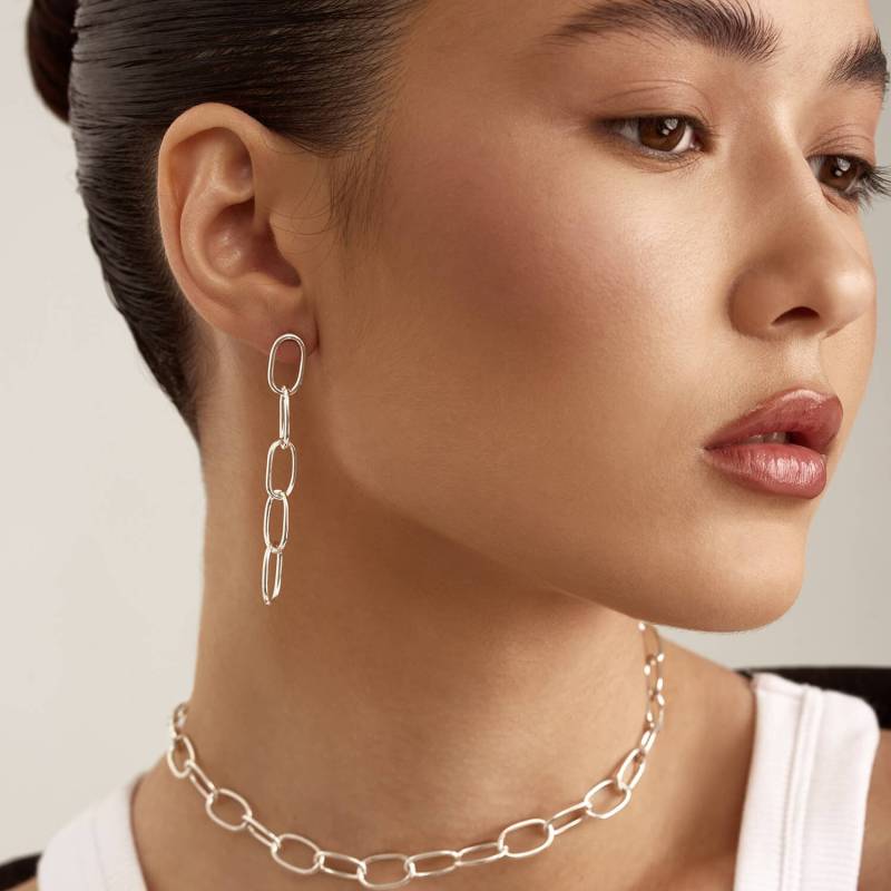 sterling Silber Drop Chunky Ketten Ohrringe, Massive Große Panzerkette Trendy Baumeln Gliederkette Hoop Ohrring von mymonojewelry