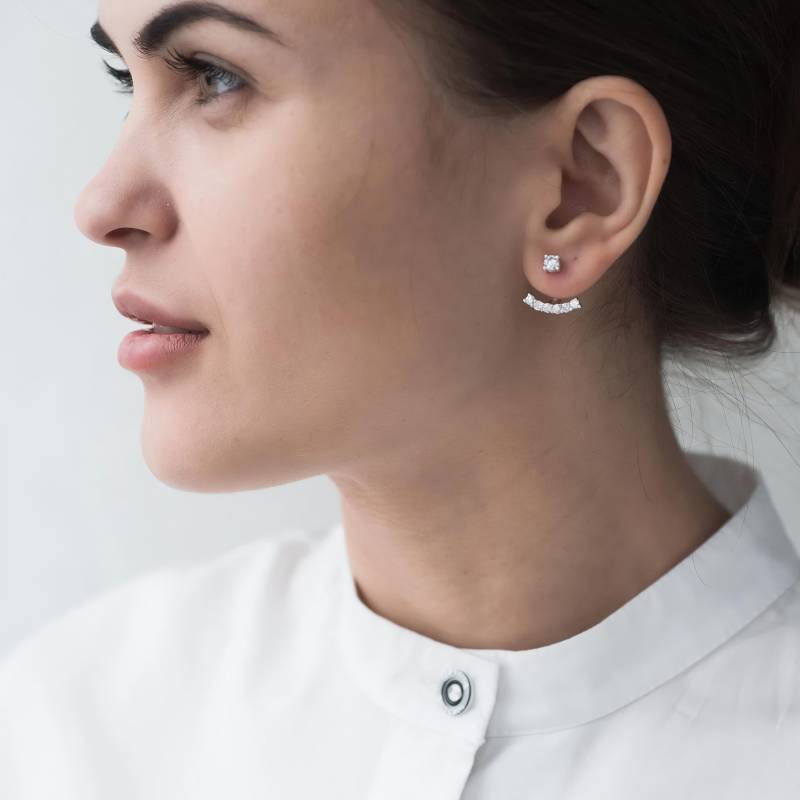 sterling Silber Ohr Jacke Vorderseite Rückseite Ohrringe Doppelseitiger Ohrring Cz-Ohrringe Ungewöhnliche von mymonojewelry