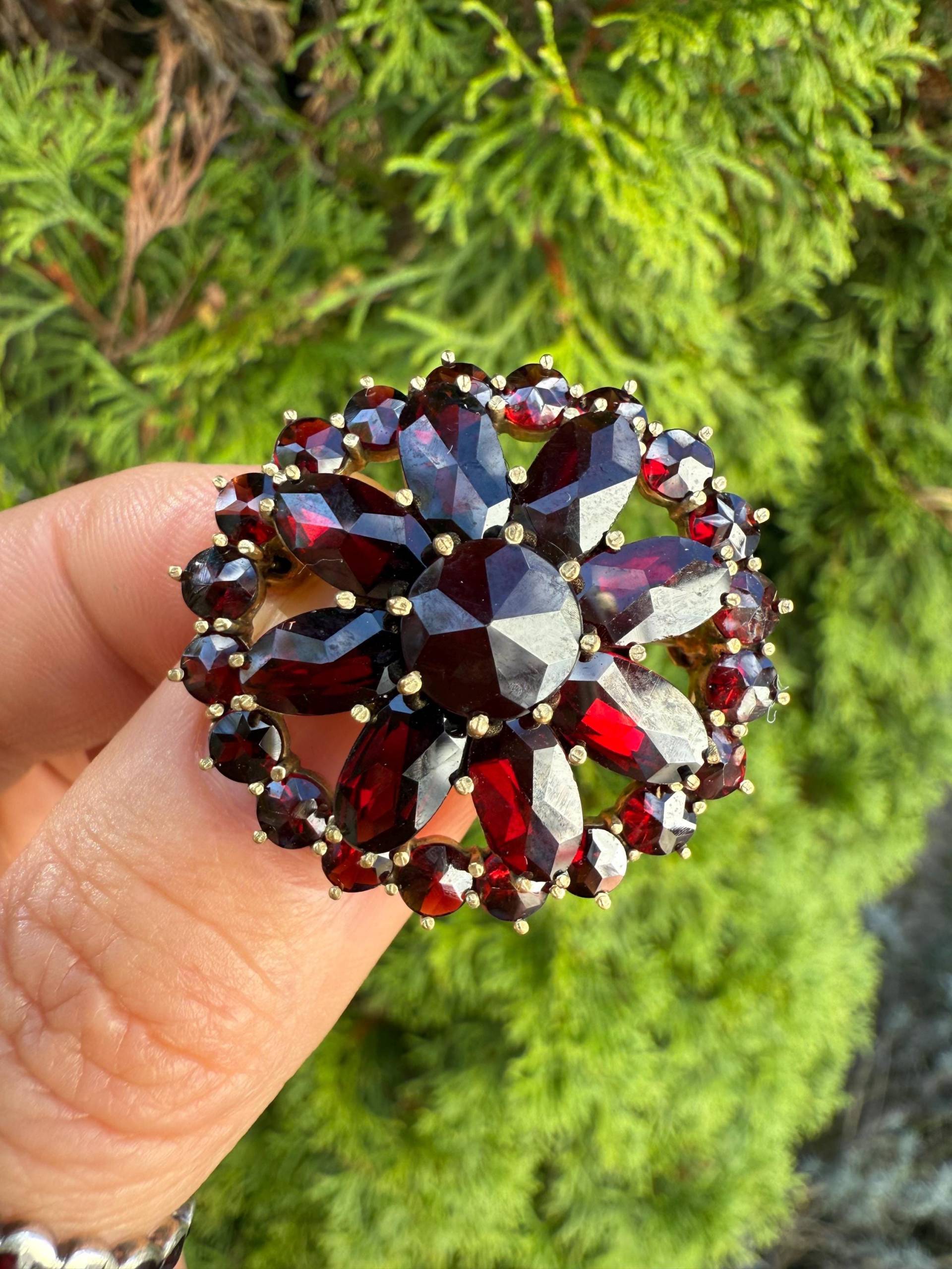 Antikes Gold Granat Brosche Art Deco 1920Er Jahre Goldnorm 6Ct Schmuck Sammler Selten Pin Hochzeitsgeschenk Für Sie Vintage von myoldvintage