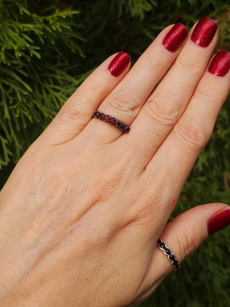Vintage Silber Ring Mit Natürlichem Boho Granat. Aus Der Tschechoslowakei. Memory Ring .kostenloser Versand von myoldvintage