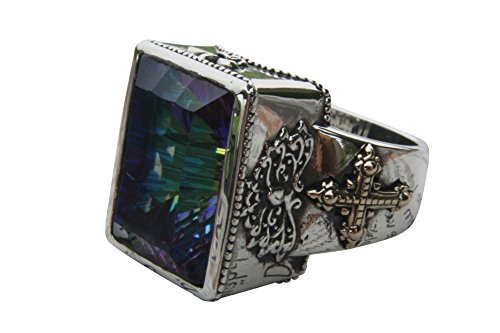 myringshop Royal Lilien Kreuz Ring Stone Siegelring Herren Damen Echt 925 Silber (60 (19.1)) von myringshop