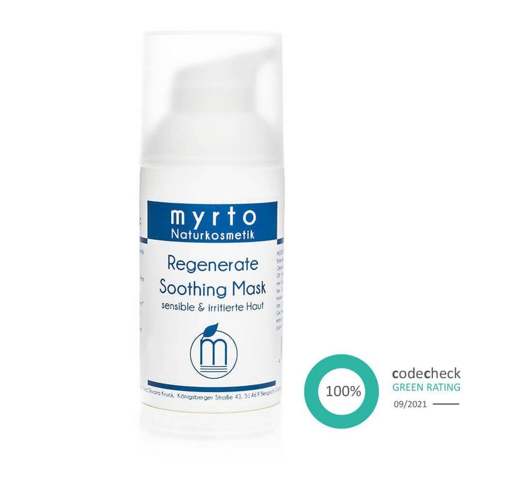myrto Naturkosmetik Anti-Aging-Creme Regenerate Soothing Mask - beruhigende Gesichtsmaske, Bestbewertung bei Codecheck: 100% EMPFEHLENSWERT (grüner Ring) von myrto Naturkosmetik