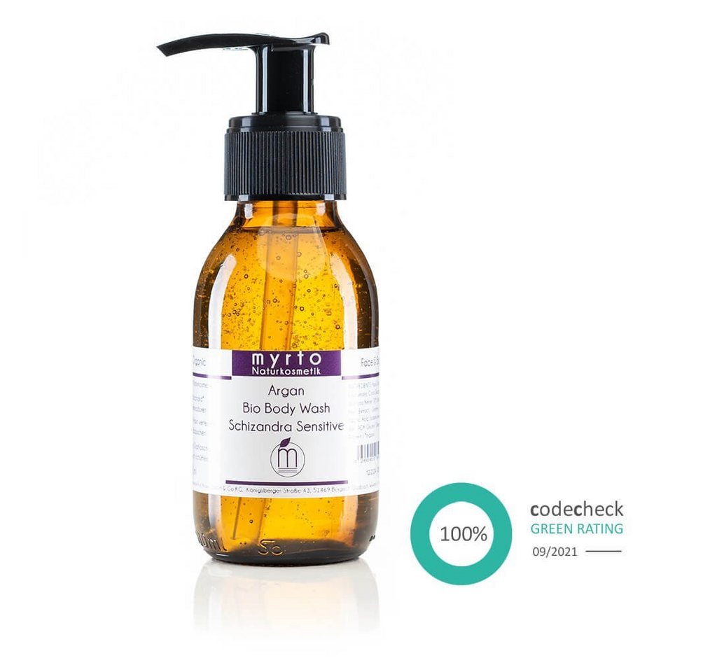 myrto Naturkosmetik Duschgel Argan Body Wash Schizandra Sensitive - ohne Duftstoffe, 3-in-1 Produkt, Duschgel, Shampoo, Rasiergel, ohne Duftstoffe von myrto Naturkosmetik