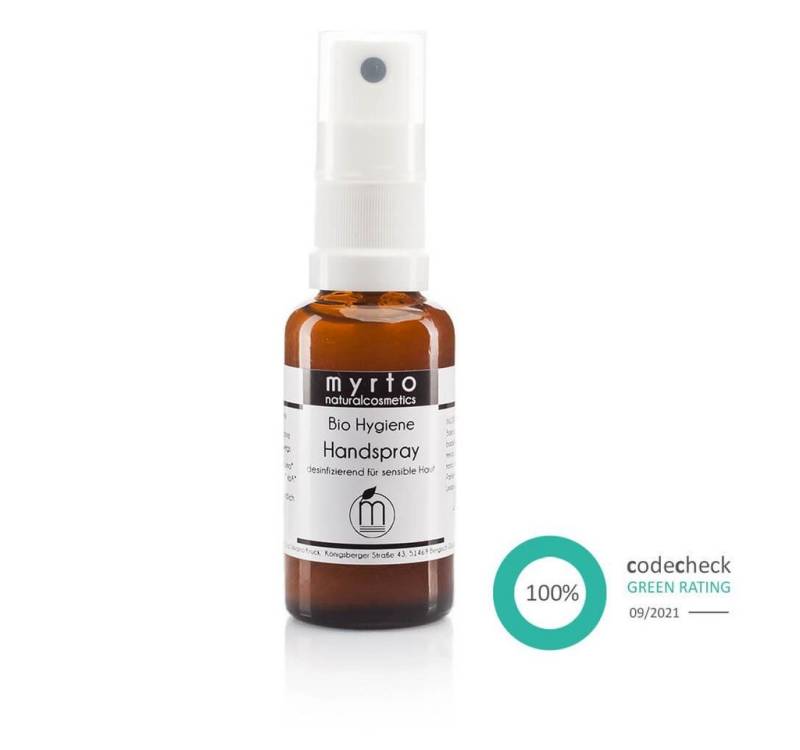 myrto Naturkosmetik Gesichts- und Körperspray Bio Hygiene Handspray - schützend und desinfizierend für sensible Haut, ohne Vergällungsmittel, mit reinem Alkohol, hautpflegend mit Betain von myrto Naturkosmetik