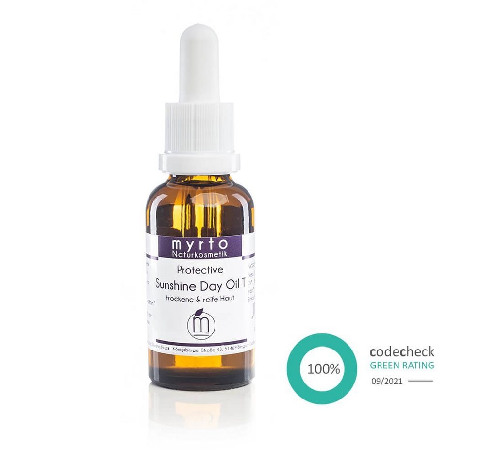 myrto Naturkosmetik Gesichtsöl myrto Protective Sunshine Day Oil T - mit pflanzlichem Lichtschutz, Bestbewertung Codecheck: 100% Grüner Ring von myrto Naturkosmetik