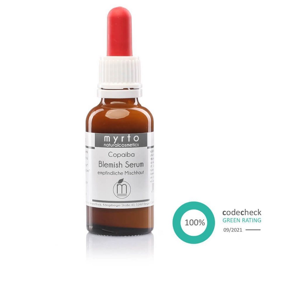 myrto Naturkosmetik Gesichtsserum Bio Copaiba Blemish Serum – bei unreiner Haut, Pickeln und Akne,  Pickelserum für empfindliche & reife Mischhaut  ohne Alkohol von myrto Naturkosmetik