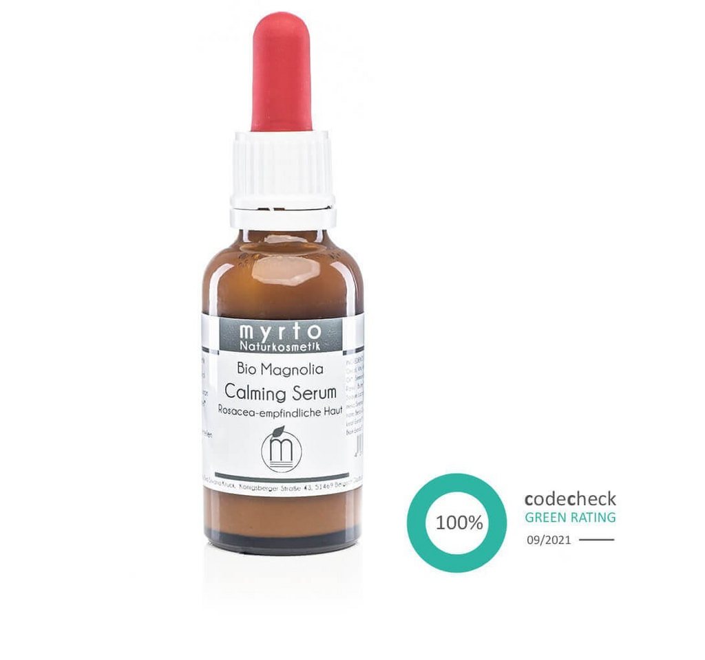 myrto Naturkosmetik Gesichtsserum Bio Magnolia Calming Serum – bei empfindlicher Haut & Rosacea, Bestbewertung bei Codecheck: 100% EMPFEHLENSWERT (grüner Ring) von myrto Naturkosmetik