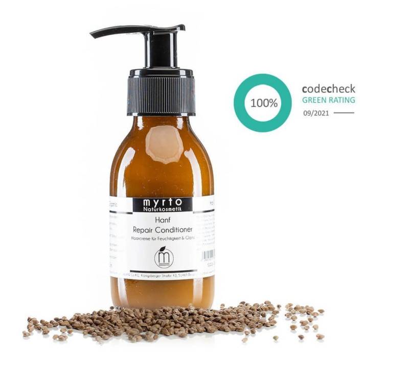 myrto Naturkosmetik Leave-in Pflege Hanf Bio Repair Conditioner-Leave-on Haarcreme vs. Haarbruch & Spliss, Leave-on, alkoholfrei, emulgatorfrei, naturreine ätherische Öle von myrto Naturkosmetik