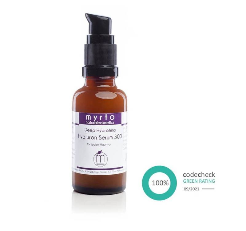 myrto Naturkosmetik Hyaluron Serum 300 – Booster für intensive Feuchtigkeit & Anti-Falten-Effekt,  ideal für sensible, reife und trockene Haut  vegan, alkoholfrei von myrto Naturkosmetik