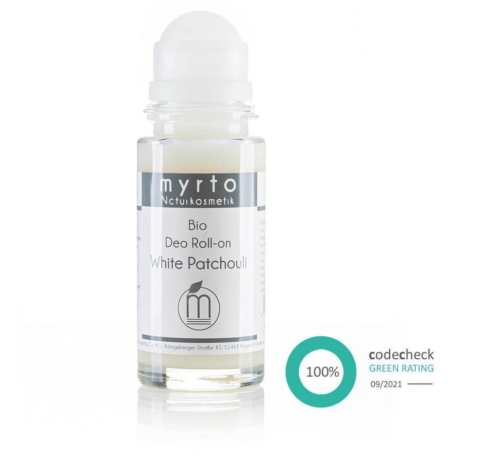 myrto Naturkosmetik Körperpflegemittel Bio Deo Roll-on White Patchouli ohne Aluminium und Alkohol, für empfindliche Haut, hemmt Geruchsbildung, ohne Aluminium & Alkohol von myrto Naturkosmetik