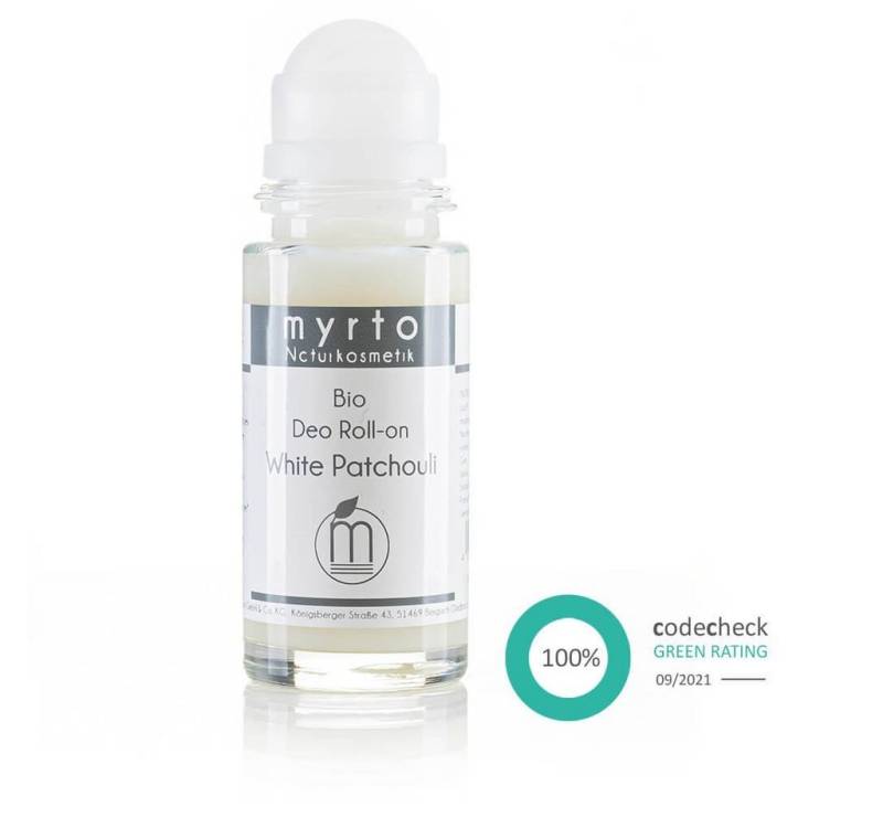 myrto Naturkosmetik Körperpflegemittel Bio Deo Roll-on White Patchouli ohne Aluminium und Alkohol, für empfindliche Haut, hemmt Geruchsbildung, ohne Aluminium & Alkohol von myrto Naturkosmetik