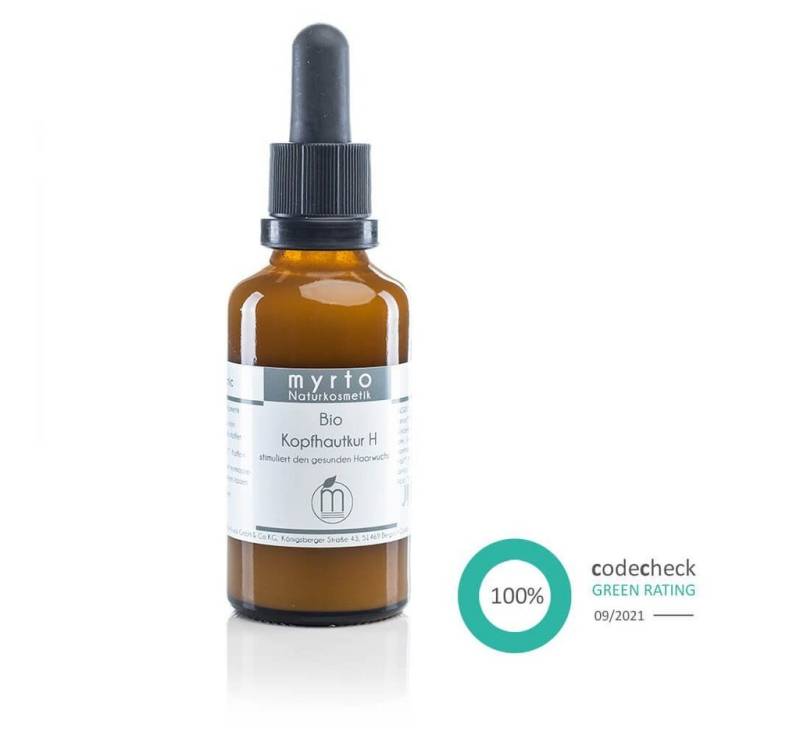 myrto Naturkosmetik Kopfhaut-Pflegeserum Bio Kopfhautkur H - Serum gegen Haarausfall mit Hirse & Koffein  für, Haarwachstum, versorgt Haarwurzeln rein pflanzliche Mikronährstoffe von myrto Naturkosmetik