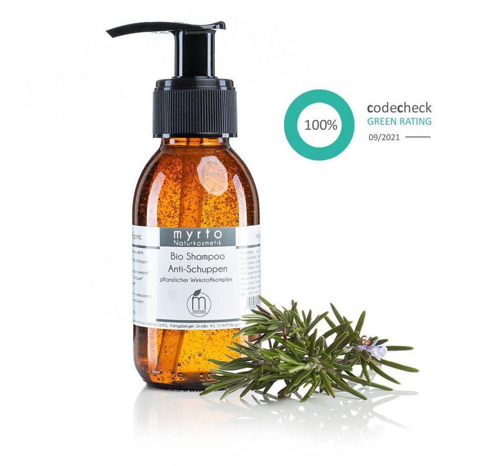 myrto Naturkosmetik Kopfhaut-Pflegeshampoo Bio Wirkstoff Shampoo Anti-Schuppen - bei fettigen Schuppen, naturreine ätherische Öle, frei von Alkohol, emulgatorfrei von myrto Naturkosmetik