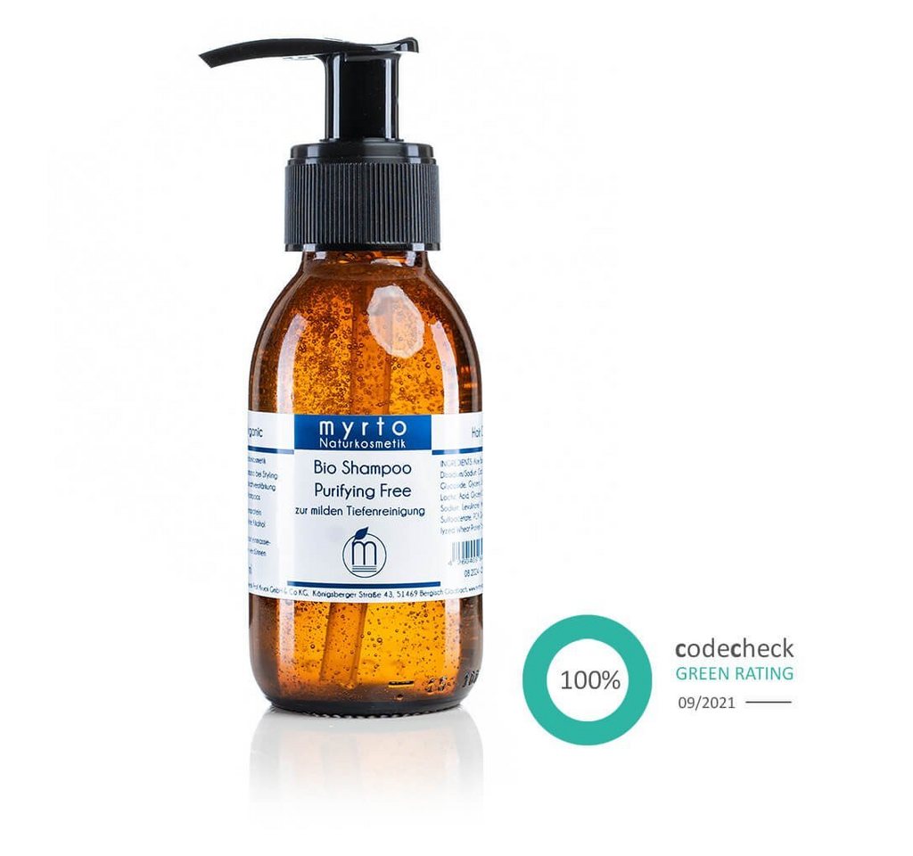 myrto Naturkosmetik Kopfhaut-Pflegeshampoo Natur Bio Shampoo Purifying Free - zur milden Tiefenreinigung, frei von Duftstoffen, frei von Alkohol, emulgatorfrei von myrto Naturkosmetik