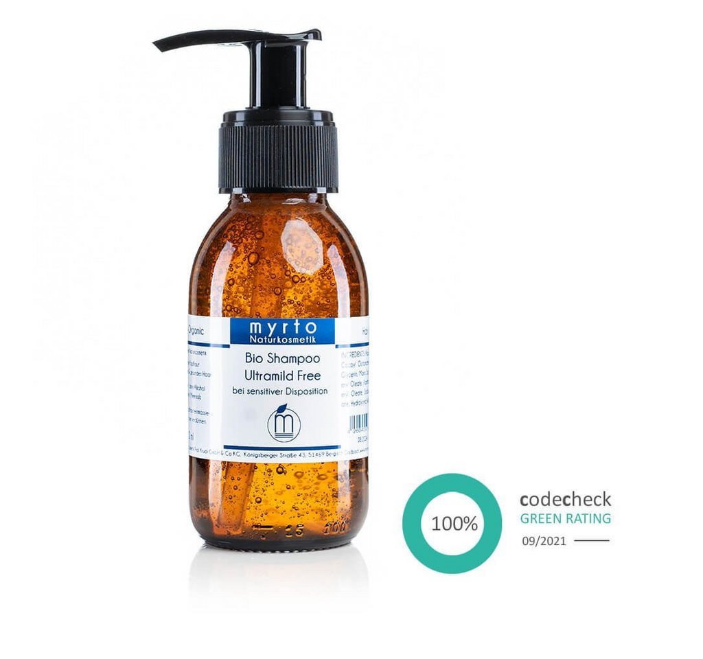 myrto Naturkosmetik Kopfhaut-Pflegeshampoo Natur Bio Shampoo Ultramild Free - bei sensibler Kopfhaut, frei von Duftstoffen, Alkohol, Konservierungsstoffen, Palmöl von myrto Naturkosmetik
