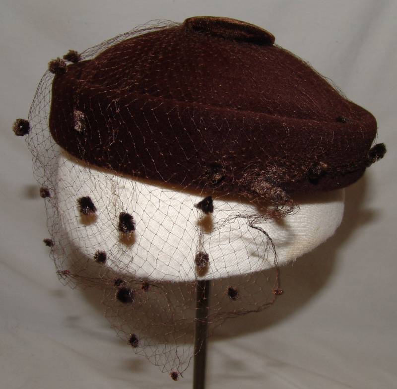 Deluxe Velours Merrimac Körper Gemacht Importierten Fell Vtg Damen Hut Schleier Braun von myrustygold