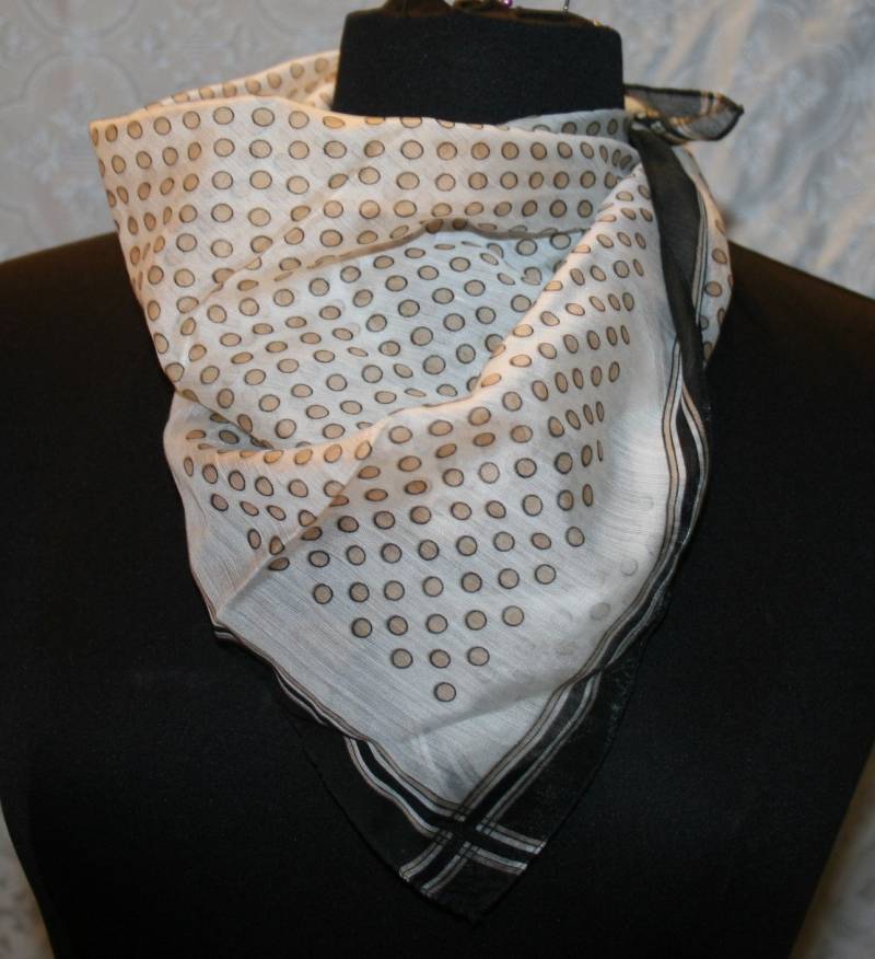 Vtg Womens Schal Polka Dots Frame Edge Design Square 22" Zubehör von myrustygold