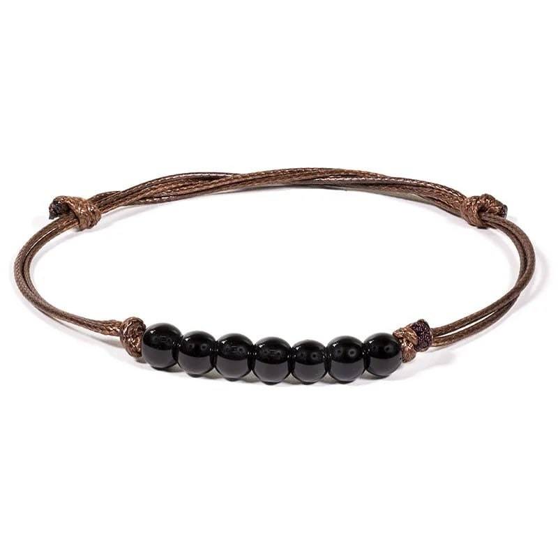 Schwarzes Turmalin Schörl Edelstein Armband 7 Kugeln Mit 6mm Handgefertigt | Bis 20 cm Verstellbar Armbändchen Für Frauen & Männer von mysale24