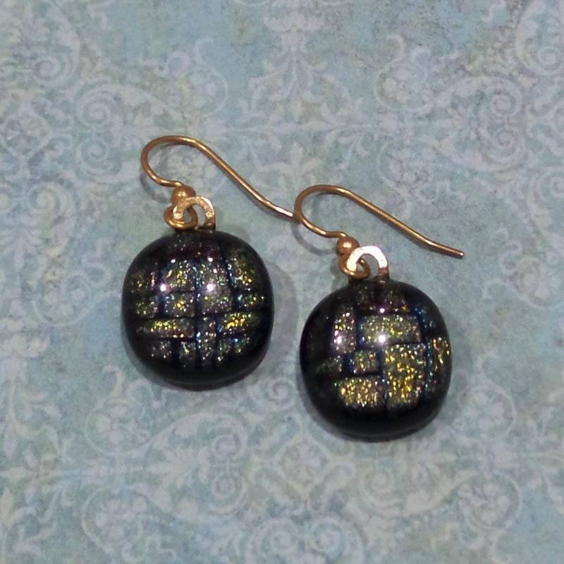 Dichroic Fusing Glasohrringe Goldene Braun Schmuck -2248 von mysassyglass