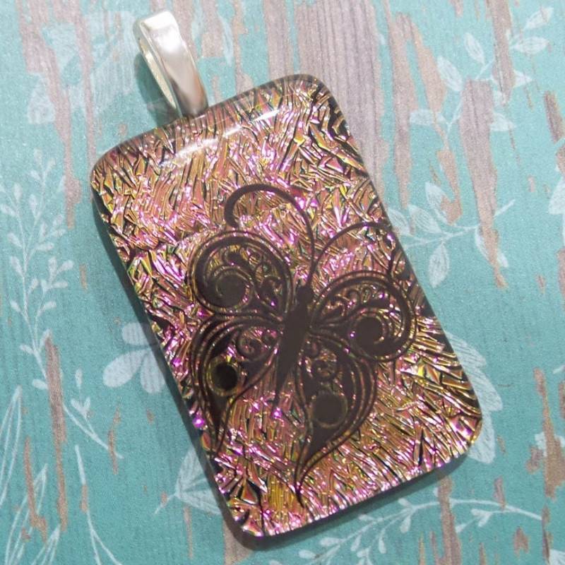 Dichroic Glas Schmetterling Anhänger Handgemachte Fusing Schmuck von mysassyglass