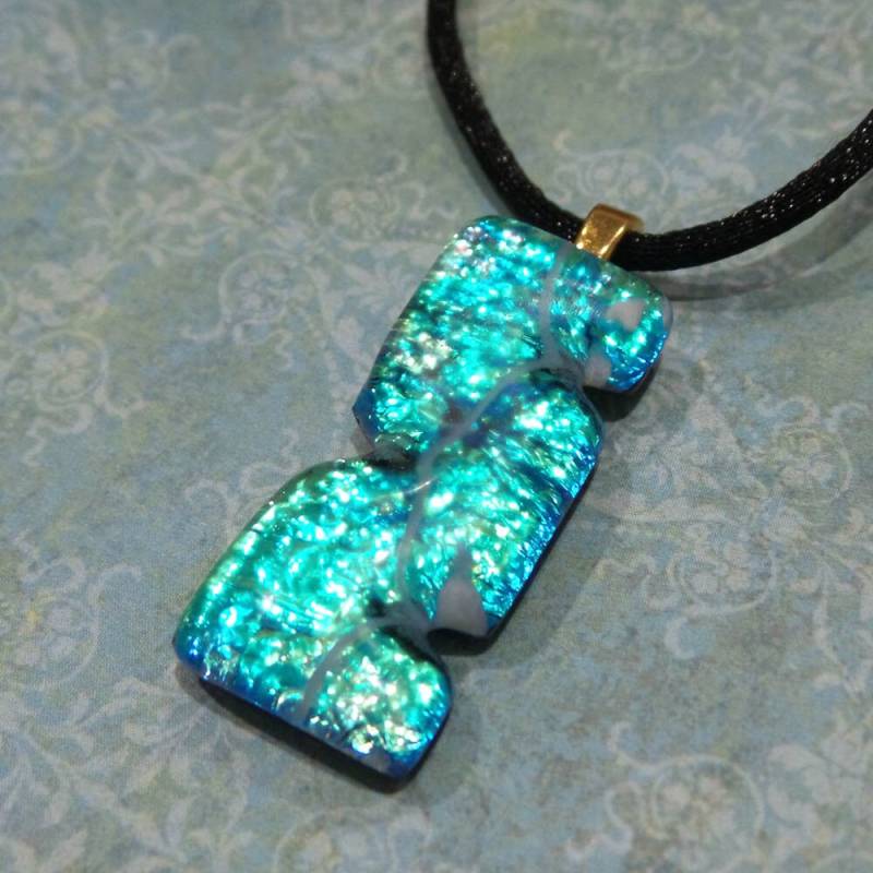 Grün Dichroic Glas Anhänger Halskette Handgemachte Fusing Schmuck -Lida von mysassyglass