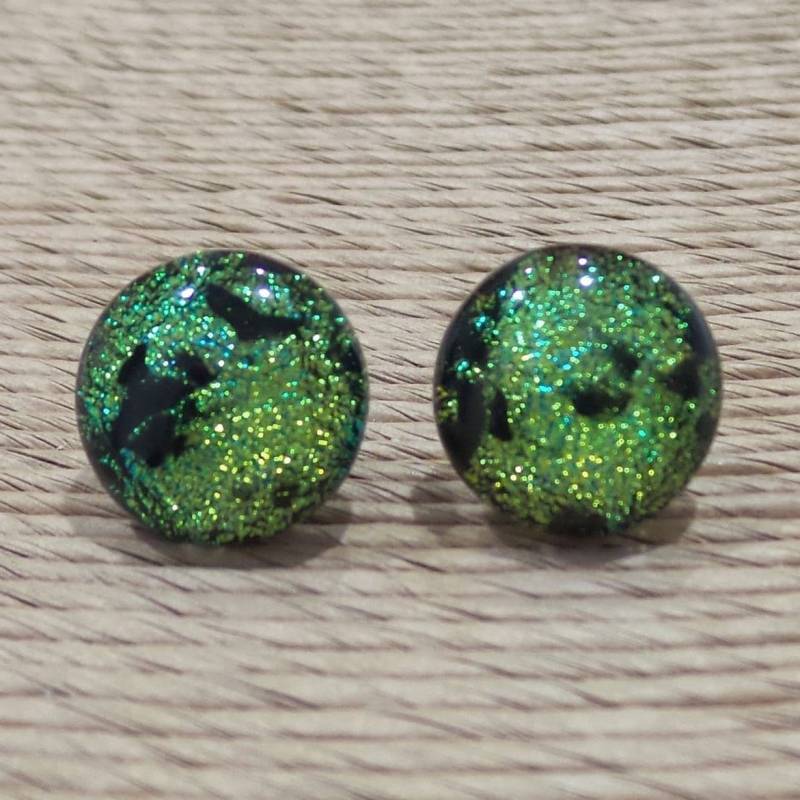 Grüne Dichroic Fusing Glas Ohrstecker Hypoallergen Schmuck -1718 von mysassyglass