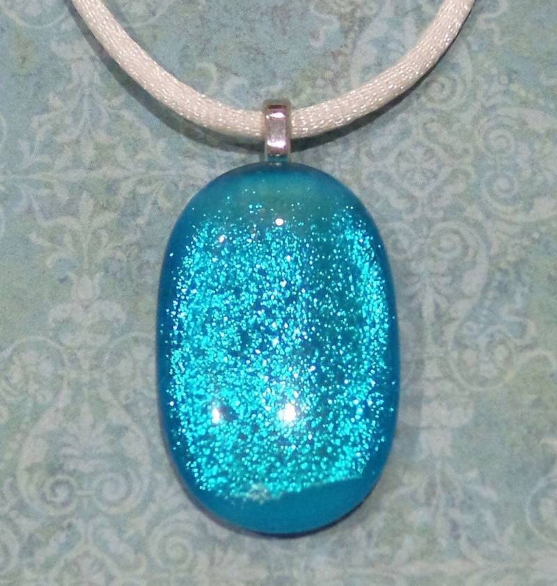 Türkis Blau Dichroic Glas Anhänger Handgemachte Fusing Schmuck -Marsha von mysassyglass
