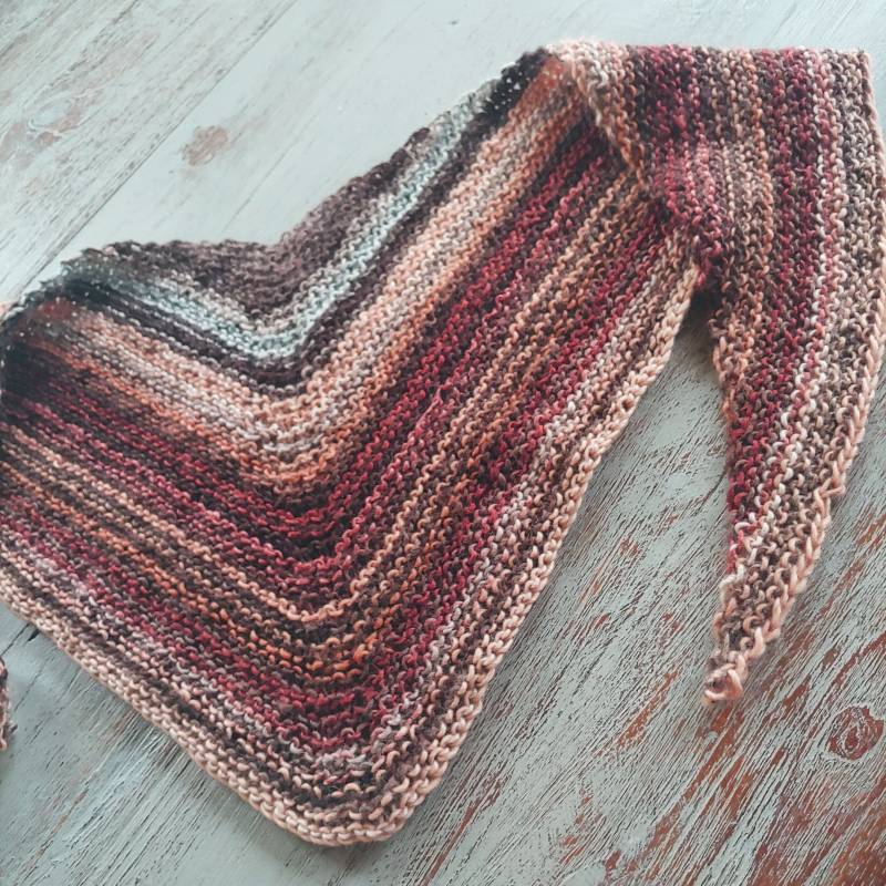 Dreieckstuch Merinowolle Schal Damen Halstuch Schmal Meliert Farbverlauf Braun Rostrot Hellblau von myshabbycountrychic