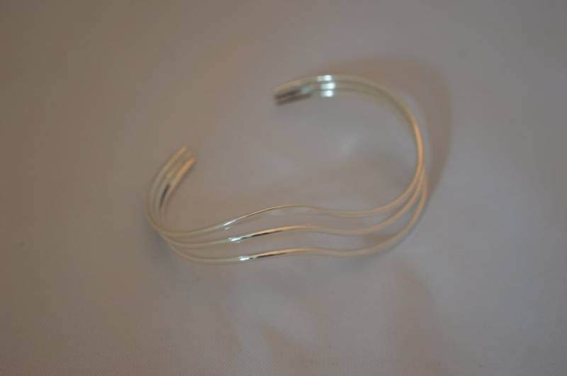 Einfaches Wave Design Massiv 925 Sterling Silber Manschette Armband Handmade von mysilvershoppe