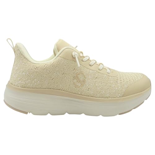 my Soft - 25M751 Damen-Sneaker zum Reinschlüpfen mit Fit & Go System Memory Foam Textil mit verstärkter Zehenkappe Keilabsatz 3 cm Komfort für Damen, beige, 37 EU von mysoft