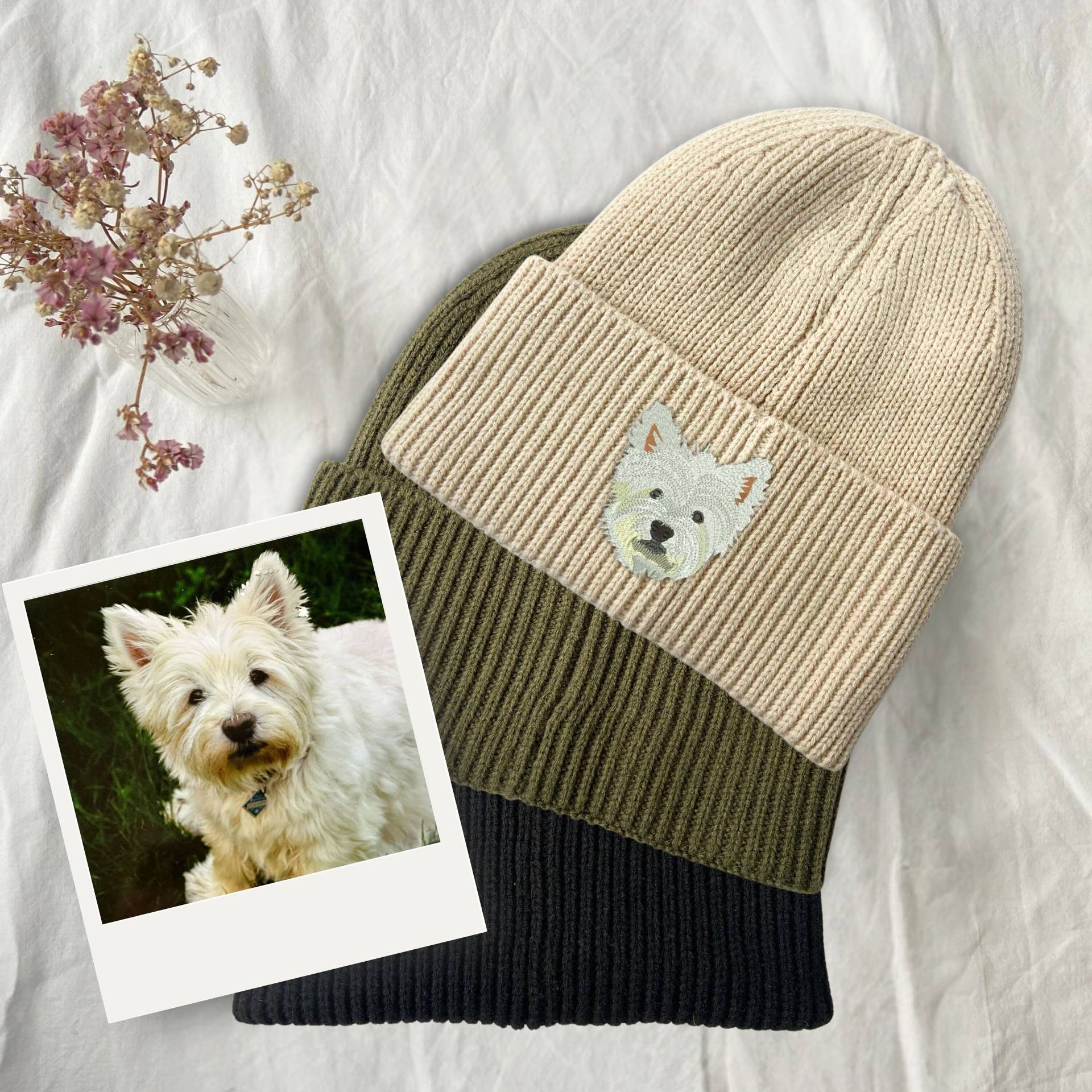 Mütze Mit Hundeportrait Bestickt - Personalisierte Beanie Aus Hochwertigem Strick Als Außergewöhnliche Geschenkidee | Grob von mystitcheryDE