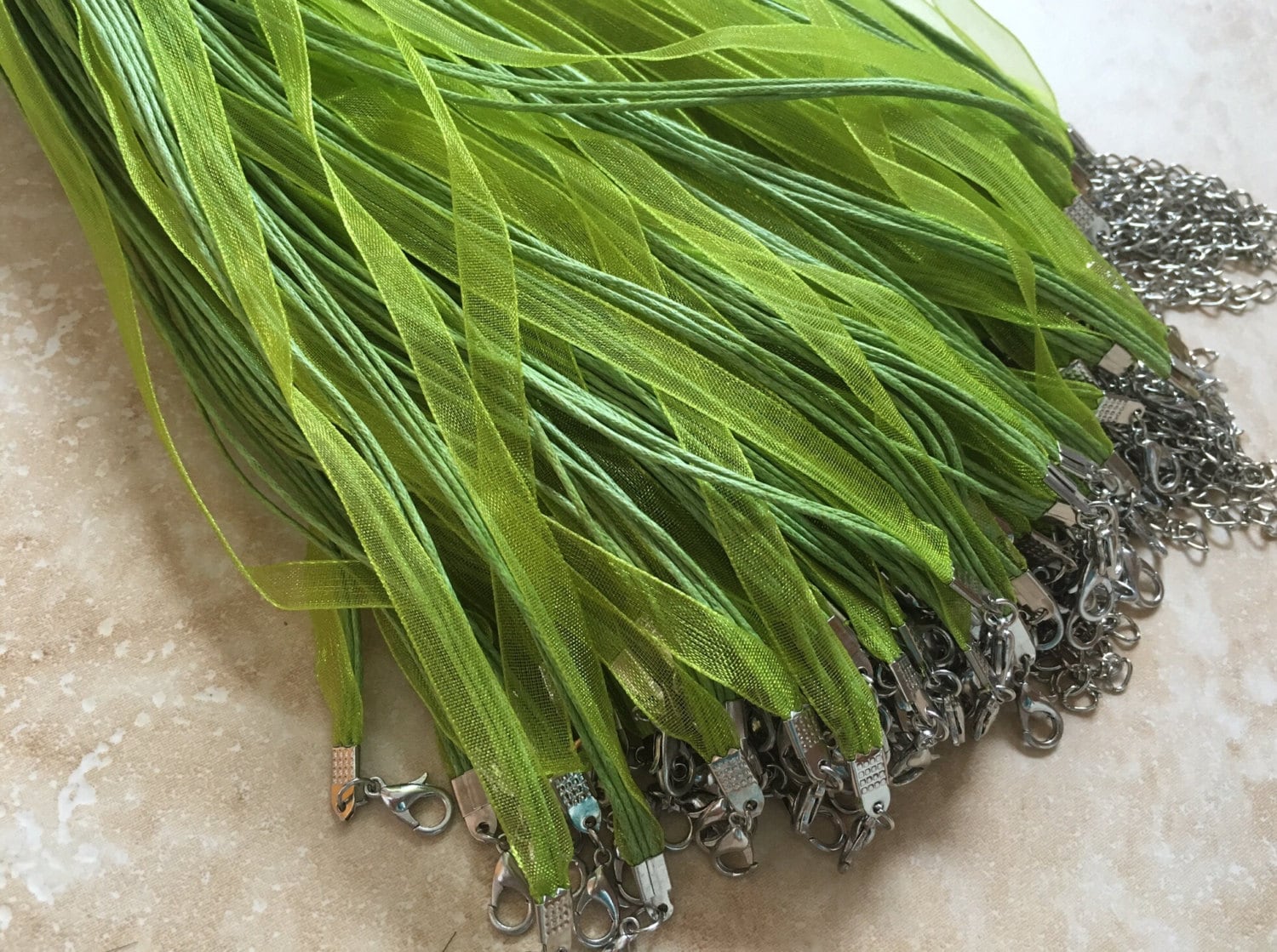 10 Stk Gelb Grün Organzaband Gewachste Baumwollschnur Halskette, Gelb Organzaband, Gelb Gewachste Schnur Halskette, Schnur, Organza von mytasu