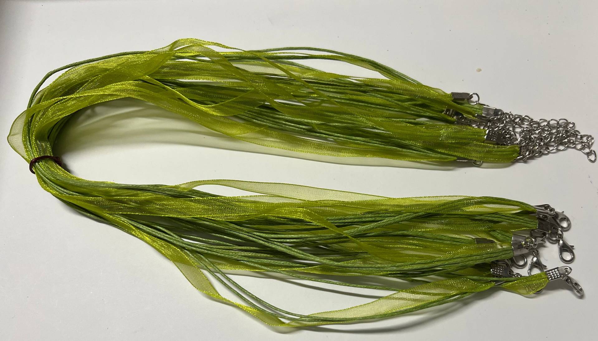 10 Stück Dunkelgrüne Organza Ribbon Gewachste Baumwollschnur Halskette, Grüne Schnur, Band Halskette, Gewachste Schnur, Grüne Band Schnur von mytasu