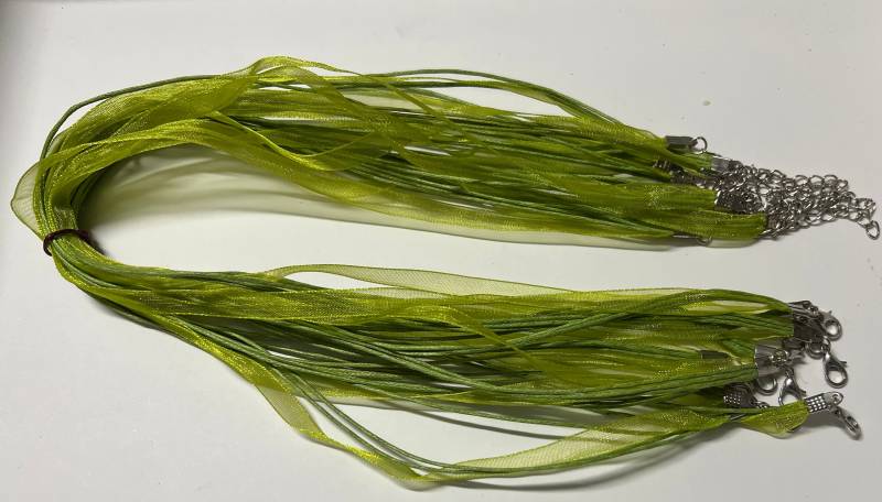 10 Stück Dunkelgrüne Organza Ribbon Gewachste Baumwollschnur Halskette, Grüne Schnur, Band Halskette, Gewachste Schnur, Grüne Band Schnur von mytasu