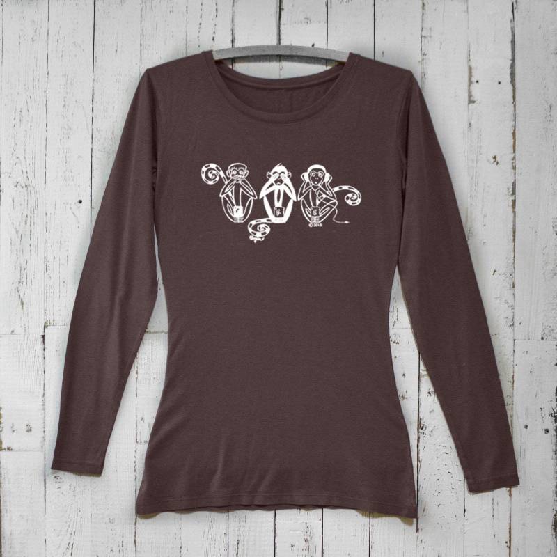 Bambus Bio-Baumwolle Langarm-T-Shirt See No Evil Monkey von myuniT