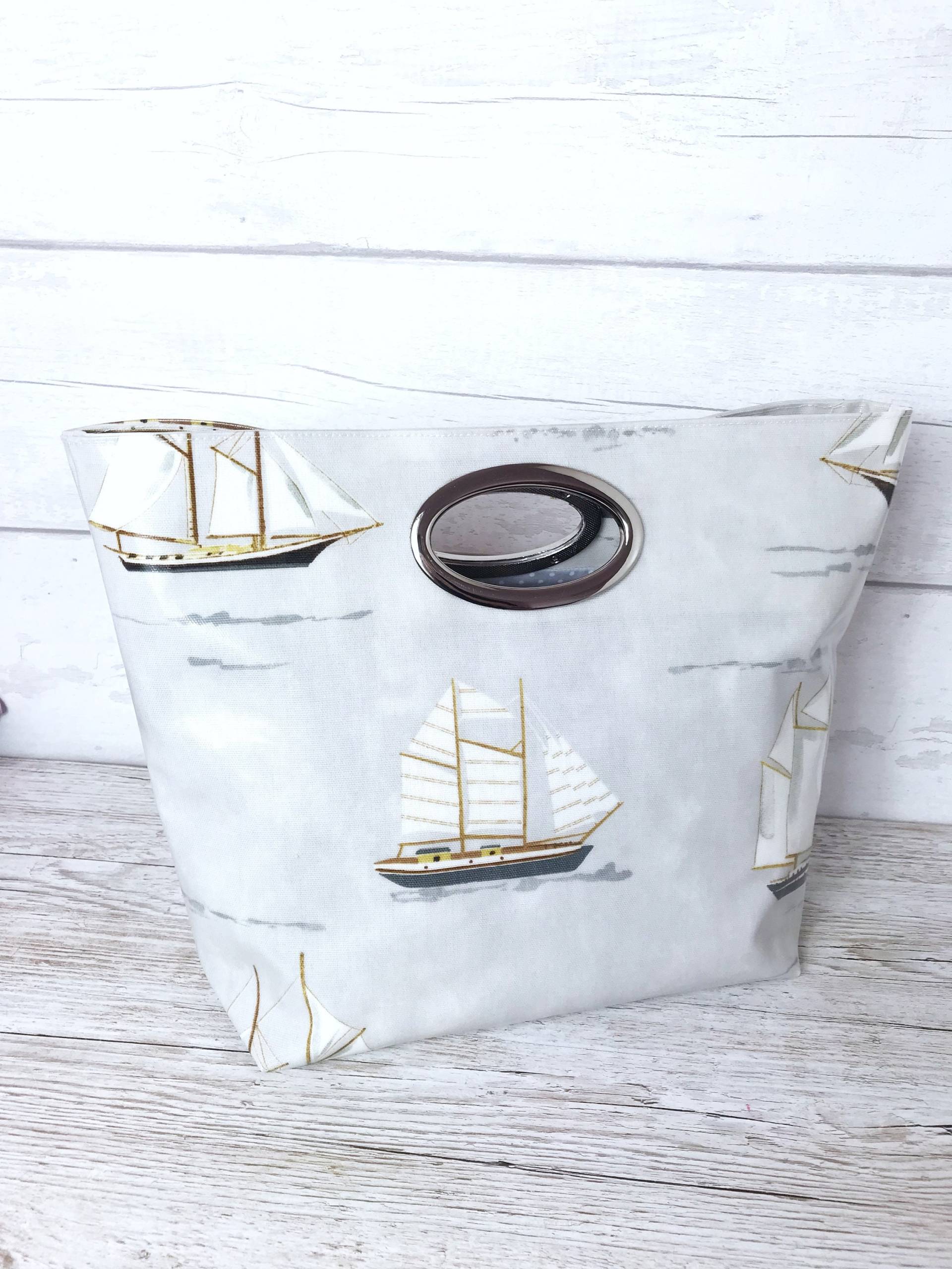 Segelboot Muster Stricktasche Metallhenkel Projekt Tasche Segelboot Muster Stricktasche Metallhenkel Projekt Tasche von myuniquecolours