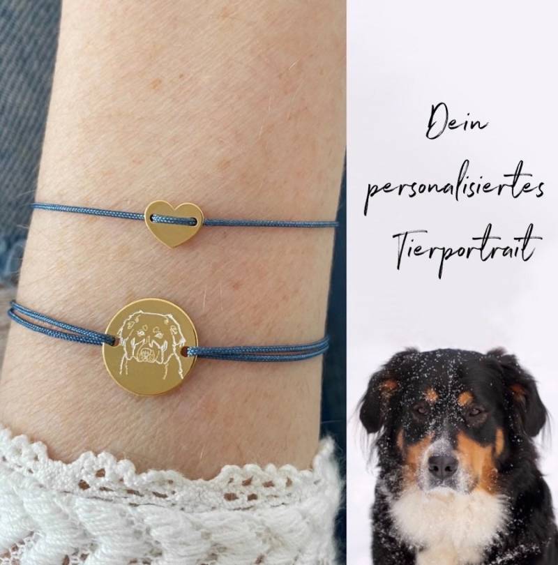 Armband Hund Personalisiert Individualisiert Gravur Zeichnung Vom Foto Gravurplättchen Puppy Katze Pferd Geschenk Haustier Portrait Armkette von myvenajwls