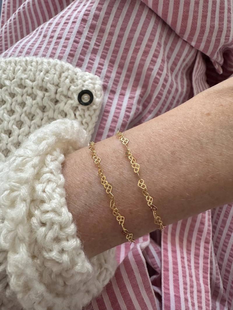 Brezel Armkette 926 Silber Kette Vergoldet Tracht Dirndl Trachtenschmuck Wiesn Oktoberfest Armband Verstellbar Herzchen Herz Nylon von myvenajwls