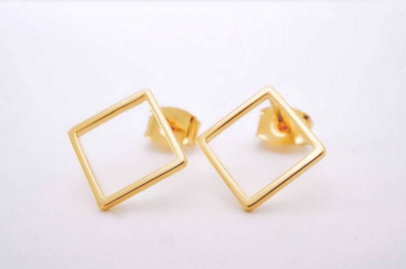 Chunky Ohrstecker Ohrringe Große Viereck Quadrat Rosé Vergoldet Versilbert von myvenajwls