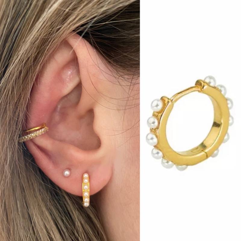 Creole 925 Sterling Silber Vergoldet Mimimalistisch Zart 10mm Boho Ethno Verspielt Kügelchen Perlen Ohrringe Layering Look von myvenajwls