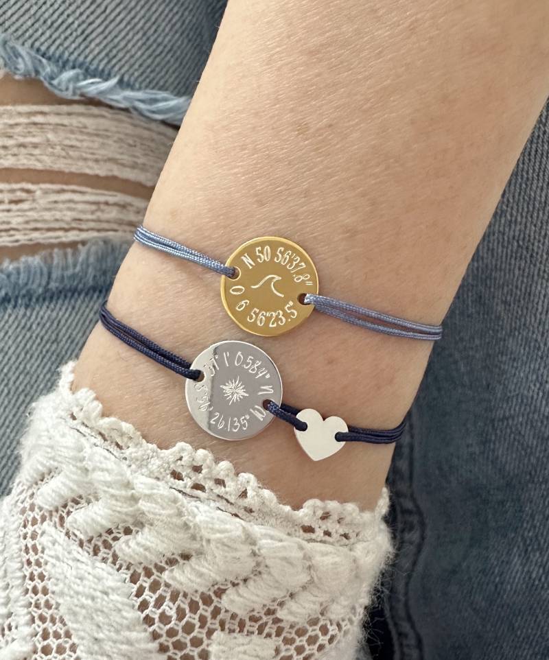 Gps Armband Koordinaten Gravur Personalisiert Geschenk Mann Reise Urlaub Fernbeziehung Schiebeknoten Freundschaftsarmband Verstellbar Nylon von myvenajwls