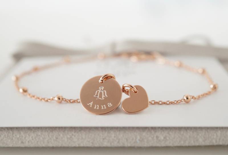 Gravurarmband Namensarmband Gravur Personalisiert Armkette Gravurplättchen Kindername Name Geschenk Freundin Taufe Kommunion Mädchen Geburt von myvenajwls