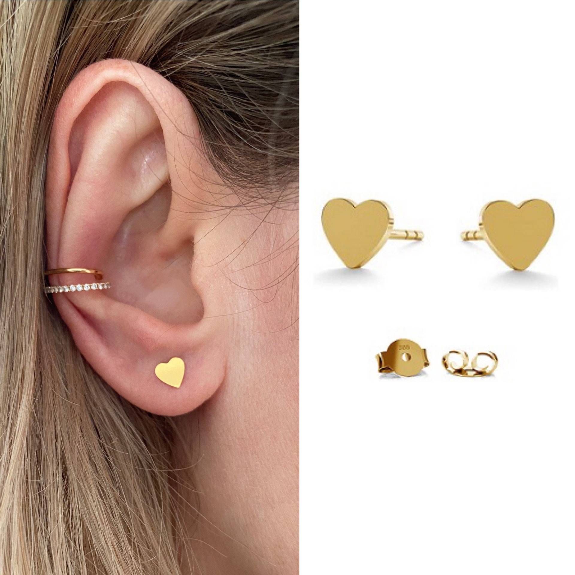 Ohrstecker 585 Gold 14K Herz Ohrringe - Einzelstücke, Musterstück von myvenajwls