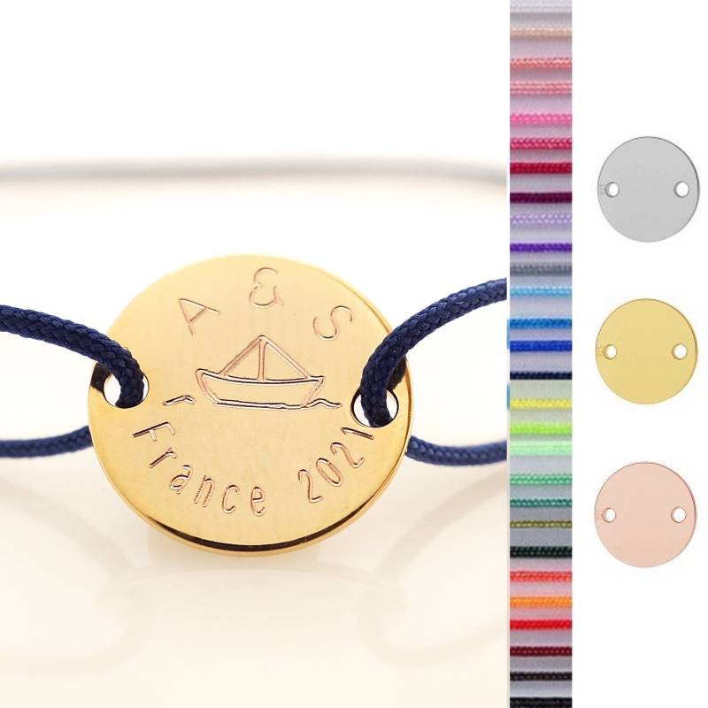 Papierboot Armband Boot Gravur Plättchen Maritim Reise Andenken Urlaub Geschenk Meer Freundschaftsband Armkette Segelboot Gravurplättchen von myvenajwls
