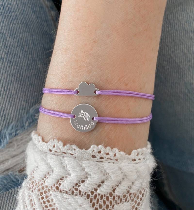 Wolke Freundschaftsarmband Armband Kinder Geschenk Mädchen Nylon Farbe Personalisierbar Individualisierbar Minimalistisch von myvenajwls