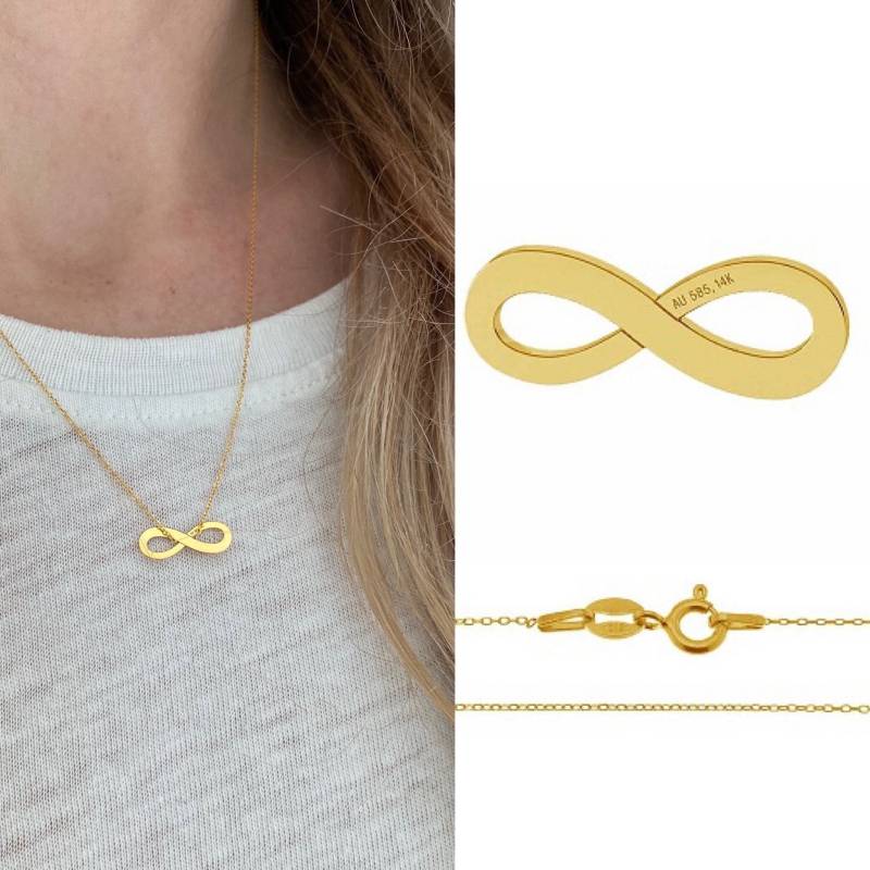 585 Echt Gold Infinity Anhänger + Filigrane Kette Zart Halskette 14K Unendlichkeitszeichen Liegende Acht von myvenastuff