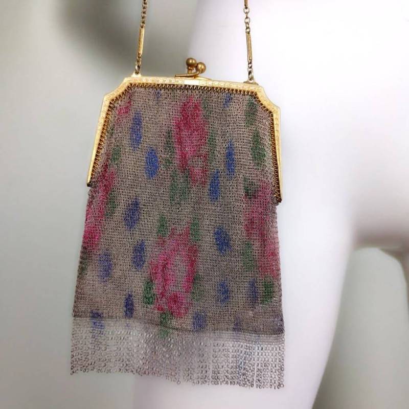 Vintage 1920Er Jahre 1930Er Whiting & Davis Silber Dresden Floral Metall Mesh Fransen Flapper Deco Geldbörse Geschenk Valentinstag von myzembla